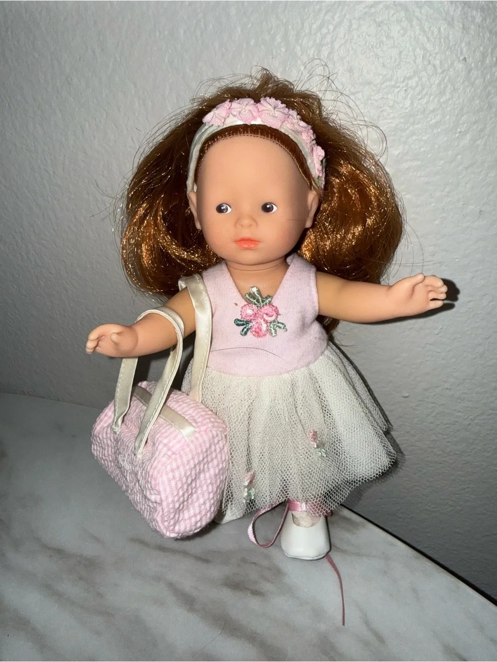 Corelli ballerina doll red hair headband outfit ccogie bag ballet slippers tight